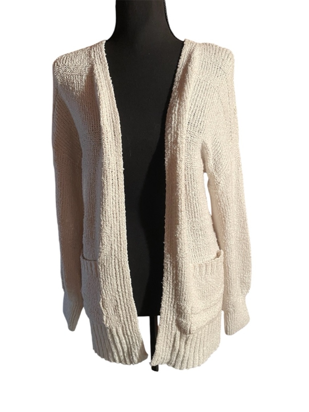 Hippie Rose Cream Open-Front Knit Cardigan